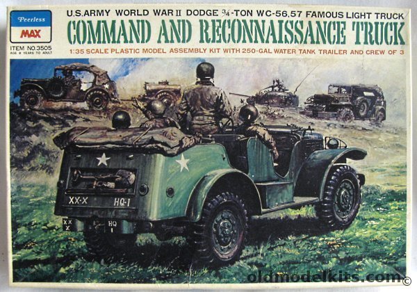 Peerless-Max 1/35 Dodge 3/4 Ton WC-56 / WC-57 Light Truck - Command and Reconnaissance Truck and 1 Ton 250 Gallon Ben Hur KWT Water Tanker, 3505 plastic model kit